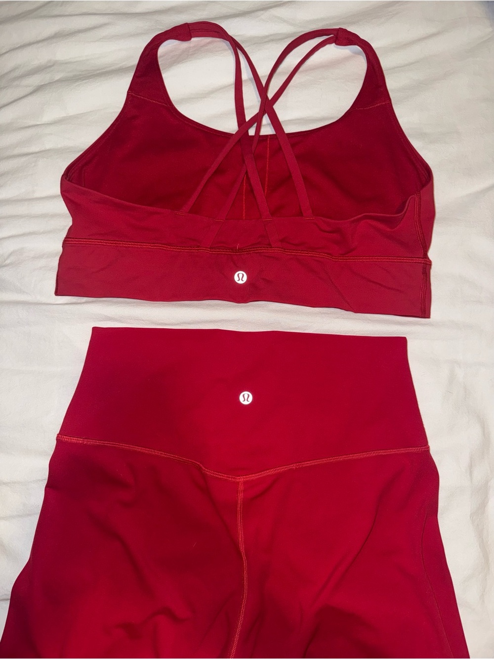 lululemon athletica Red Strappy Sports Bra and High-Waist Leggings